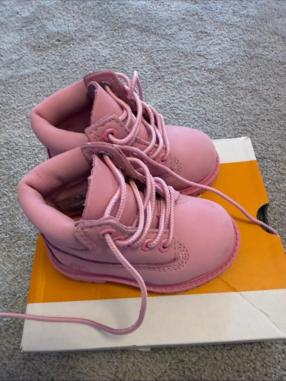 Timberland Kids Pink Lace-Up Waterproof Boots light pink size 4 baby. Used.